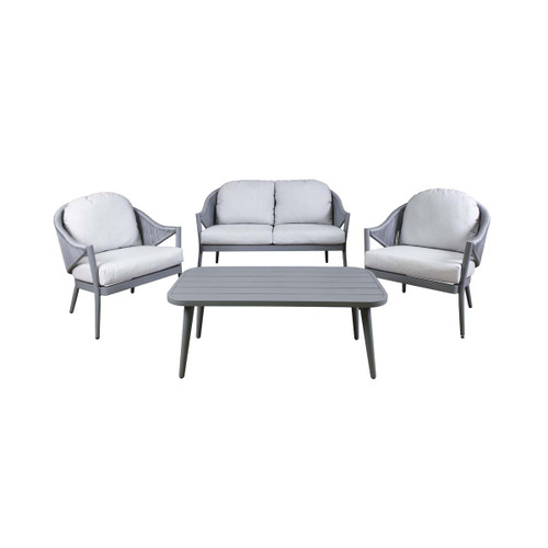 Dellonda DG59 Echo 4-Piece Aluminium Outdoor Sofa, Armchairs & Coffee Table Set 