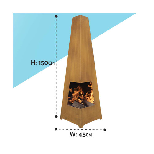 Dellonda DG106 Outdoor Chiminea Fireplace Heater - Corten Steel