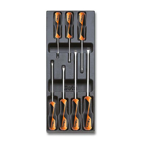 Beta T199 Slotted Screwdriver Set in Hard Thermoformed Tray (7 Pieces)