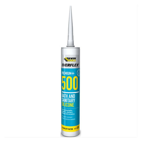 Everbuild Everflex 500WE Bath & Sanitary Silicone Sealant White 295ml 