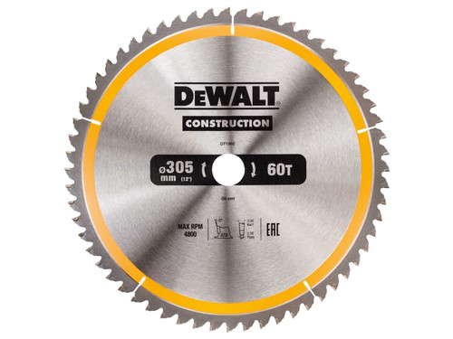 DeWalt DT1960-QZ Construction Circular Saw Blade Fine Finish 305 x 30mm 60T (2 Pack)