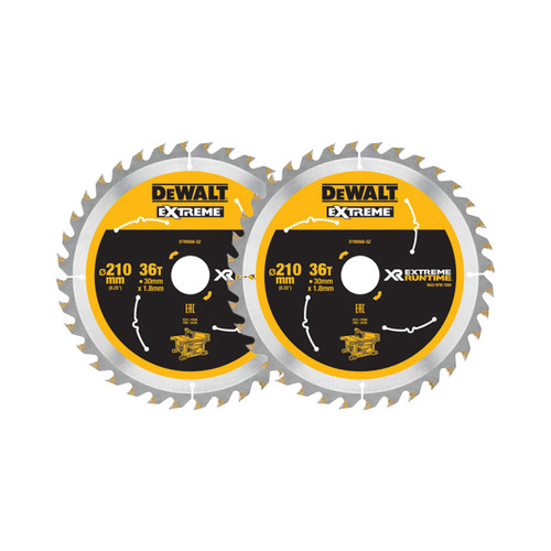 DeWalt DT99566-QZ XR Extreme Runtime Circular Saw Blade 210 x 30mm 36T (2 Pack)
