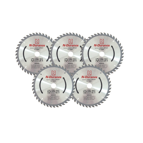 N-Durance TCT16540 TCT Circular Saw Blade 165 x 20mm 40T (5 Pack)