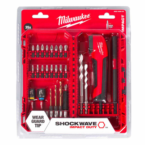 Milwaukee 4932493653 Shockwave™ Impact Screwdriver Bit Set & Right Angle Drill Attachment