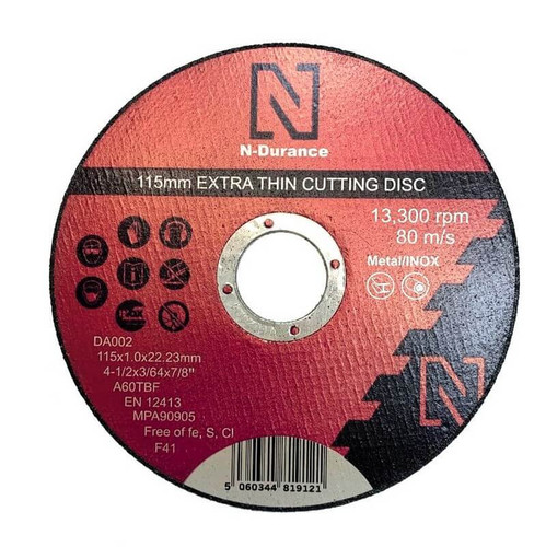N-Durance Innox Extra Thin Metal Cutting Discs 115mm x 1.0 x 22.2mm ( 10 Pack)