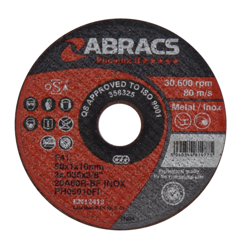 Abracs Phoenix II Extra Thin Cutting Discs 50mm x 1.0mm x 10mm