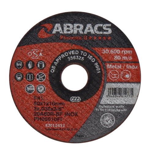 Abracs Phoenix II Extra Thin Cutting Discs 75mm x 1.0mm x 10mm