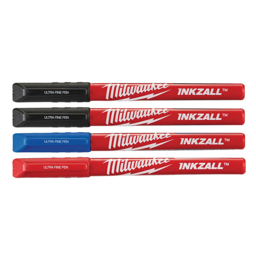 Milwaukee INKZALL™ Ultra Fine Tip Pens Assorted Colours (Pack 4) (MHT48223165)