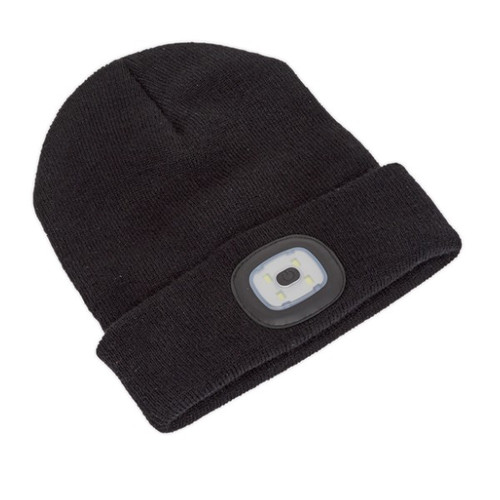 Sealey LED185 Beanie Hat 4 SMD LED USB Rechargeable