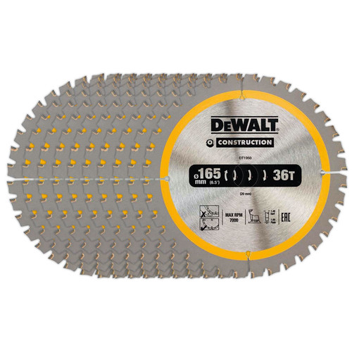 Dewalt DT1950 Construction Circular Saw Blade 165 x 20mm x 36T