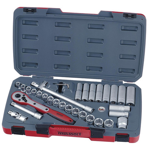 Teng Tools T1234 1/2 inch dr MM 34 Pieces Socket Set