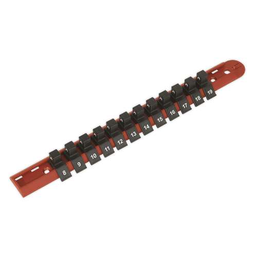 Sealey AK3812 Socket Retaining Rail with 12 Clips 3/8"Sq Drive