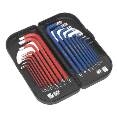 Sealey AK7176 TRX-Star & Ball-End Hex Key Set 18pc Long Anti-Slip