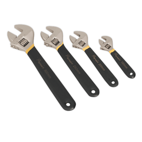 Sealey AK9935 Adjustable Wrench Set 4pc Ni-Fe Finish