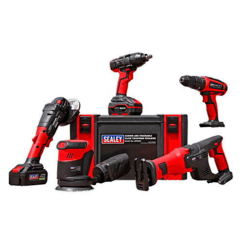 Sealey CP20VCOMBO2 20V Cordless Hammer Drill/Impact Wrench/Angle Grinder/Recipricating Saw Combo Kit