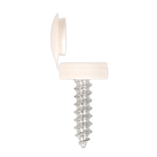 Sealey NPW50 Number Plate Screw with Flip Cap 4.2 x 19mm White Pack of 50