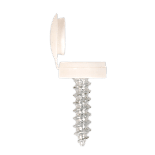 Sealey NPW50 Number Plate Screw with Flip Cap 4.2 x 19mm White Pack of 50