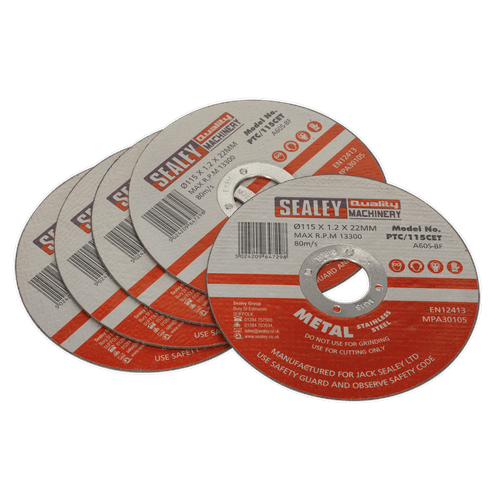 Sealey PTC/115CET5 Cutting Disc 115 x 1.2mm 22mm Bore Pack of 5