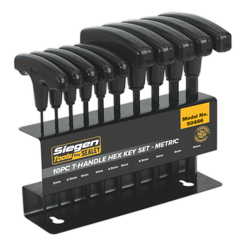 Sealey S0466 Hex Key Set 10pc T-Handle - Metric