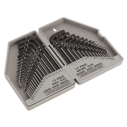 Sealey S0484 Hex Key Set 30pc Long/Short Arm - Metric/Imperial