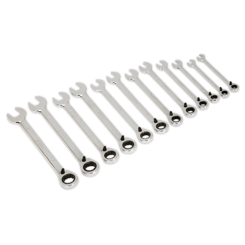 Sealey S0840 Reversible Ratchet Combination Spanner Set 12pc Metric