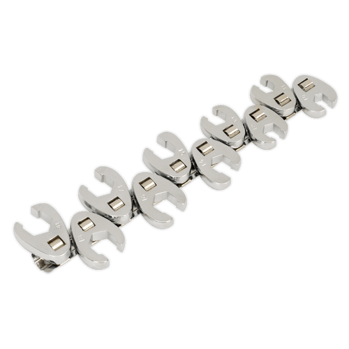 Sealey S0845 Crow's Foot Wrench Set 10pc Flare Nut 3/8"Sq Drive Metric