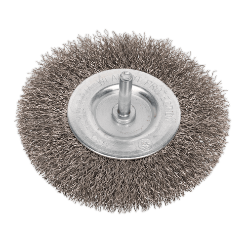 Sealey SFBS100 Flat Wire Brush Stainless Steel 100mm with 6mm Shaft