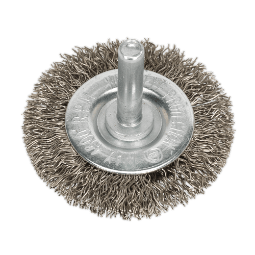 Sealey SFBS50 Flat Wire Brush Stainless Steel 50mm with 6mm Shaft