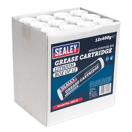 Sealey SGC12 Grease Cartridge EP2 Lithium 400g Pack of 12
