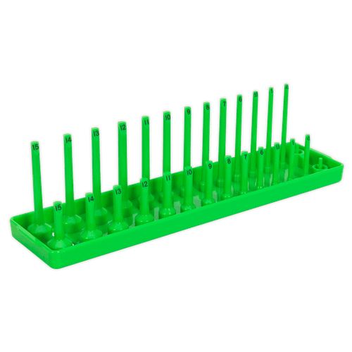 Sealey SH1414HV Socket Holder 1/4"Sq Drive 4-15mm Hi-Vis Green