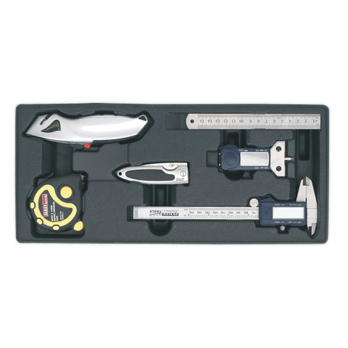 Sealey TBT12 Tool Tray with Measuring & Cutting Set 6pc