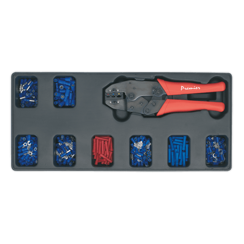Sealey TBT16 Tool Tray with Ratchet Crimper & 325 Assorted Insulated Terminal Set