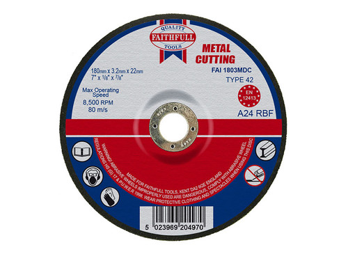 Faithfull FAI1803MDC Depressed Centre Metal Cutting Disc 180 x 3.2 x 22.23mm