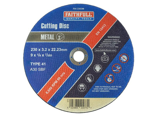 Faithfull FAI2303M Metal Cut Off Disc 230 x 3.2 x 22.23mm