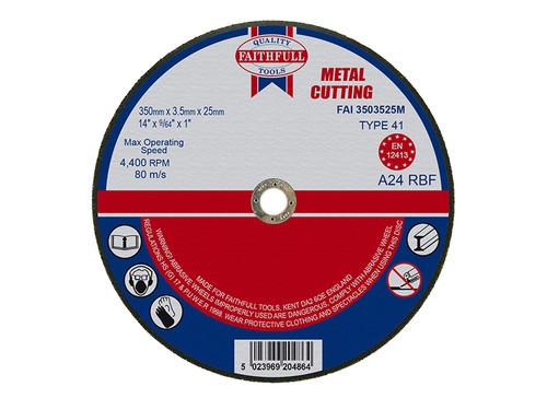 Faithfull FAI3503525M Metal Cut Off Disc 355 x 3.5 x 25.4mm