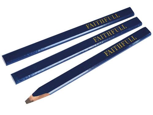 Faithfull FAICPB Carpenters Pencils - Blue / Soft (Pack of 3)