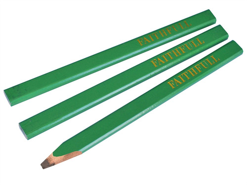 Faithfull FAICPG Carpenters Pencils - Green / Hard (Pack of 3)