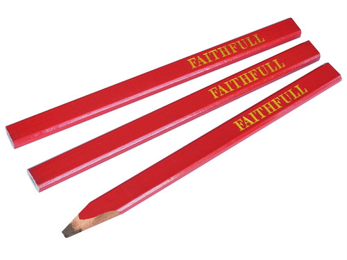 Faithfull FAICPR Carpenters Pencils Red / Medium (3 Pack)