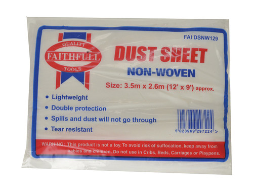 Faithfull FAIDSNW129 Non Woven Dust Sheet 3.6 x 2.4m