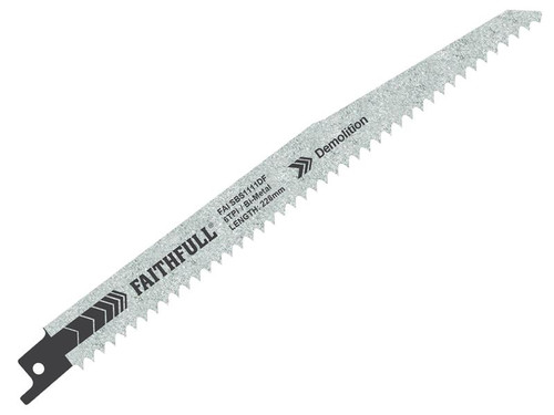 Faithfull S1111DF Bi-Metal Sabre Saw Blade Demolition 228mm 6 TPI (Pack of 5)