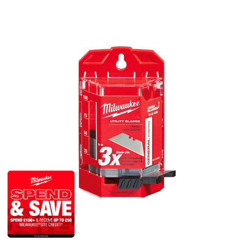 Milwaukee 48221950 General Purpose Utility Blades (Pack of 50) | Toolden
