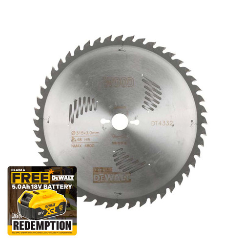 DeWalt DEWDT4332QZ Series 60 Circular Saw Blade 315 x 30mm x 48T