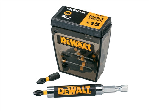 DeWalt DEWDT70618TQ DT70618T Impact Torsion Bits PZ2 Tic Tac Box of 15 + Holder | Toolden