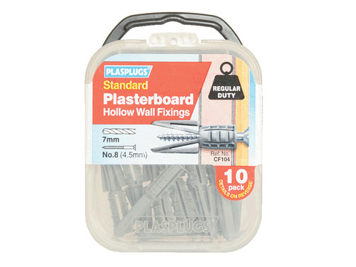 Plasplugs PLACF104 CF 104 Standard Plasterboard Fixings Pack of 10 | Toolden