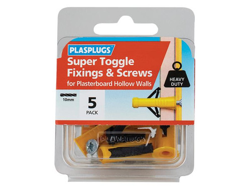 Plasplugs PLAHWSTS05 Super Toggle Fixings & Screws Pack of 5 | Toolden