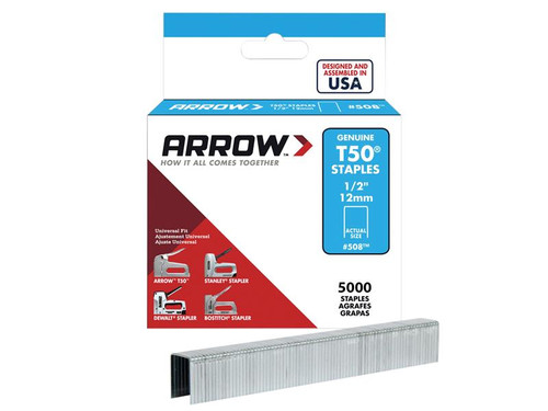 Arrow ARRT5012IP T50 Staples 12mm (1/2in) Bulk Pack 5000 | Toolden