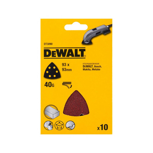 DeWalt DT3090-QZ Detail Sanding Sheets -93 x 93mm 40g - 10pk | Toolden