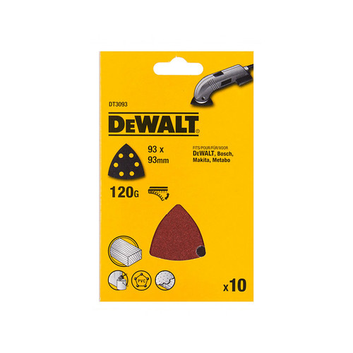 DeWalt DT3093-QZ Detail Sanding Sheets -93 x 93mm 120g (Pack of 10) | Toolden