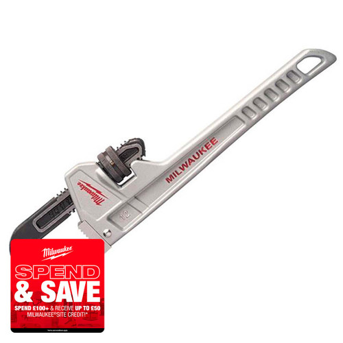 Milwaukee 48227212 Aluminium Pipe Wrench 300mm (12in)  | Toolden