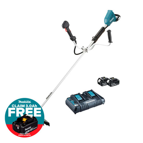 MAKITA DUR368APG2 Twin 18v Brush Cutter 2 x 6.0Ah Batteries | Toolden